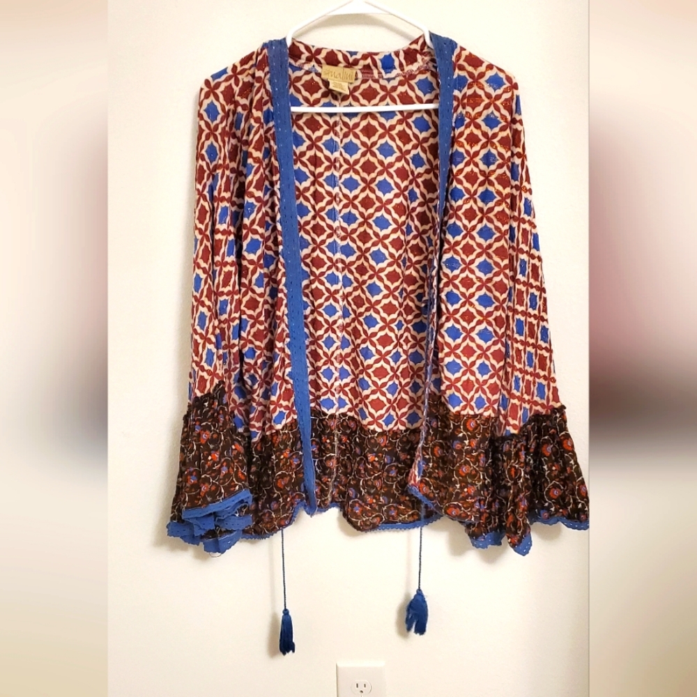 Nalini Bohemian Patterned Kimono Tie Front One Size Festival Layering Whimsical